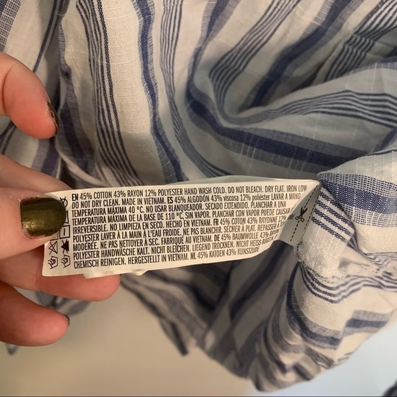 Forever 21 Split Neck Tunic Top White Blue Stripes - Picture 8 of 11